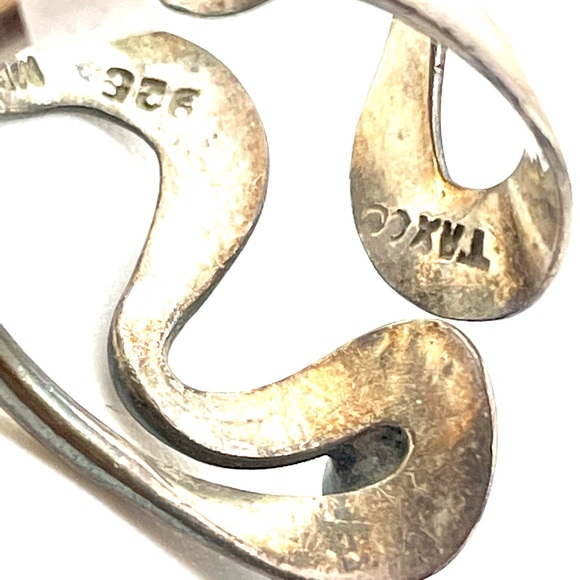 Sterling Taxco Turquoise Modernist Wrap Ring - Picture 3 of 4